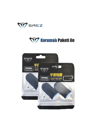 Pubg Parmaklık Eldiveni 2 Çift 4 Adet E-spor Mobile Parmak Eldiven Ultra Hassasiyet Mavi