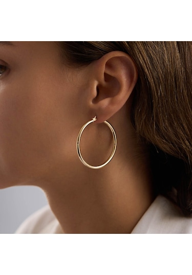 14k Altın Halka Küpe 2 Mm 4.3 Cm T14319 Renkli