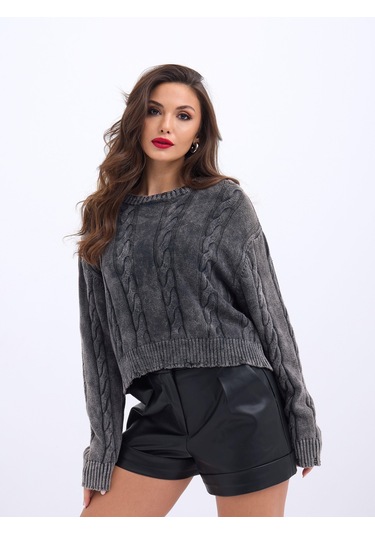 43331 Triko Saç Örgü Kazak-antrasit S