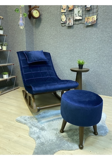 Asedia Asedia Miskin Ceviz Lacivert Sallanan Sandalye Dinlenme Koltuğu