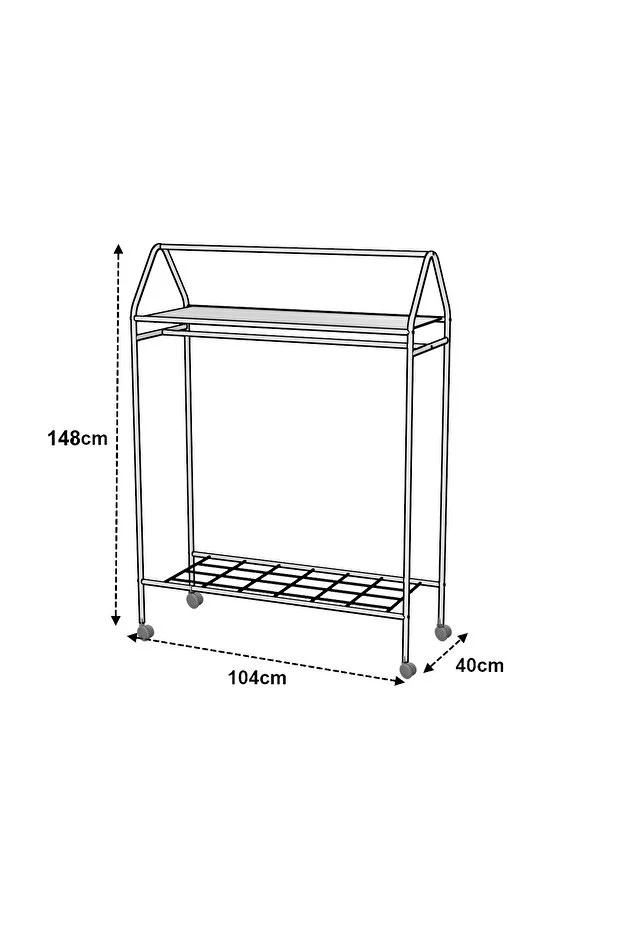 Tekerlekli Home Hanger Metal Askılık Ayaklı Askılık Sarı
