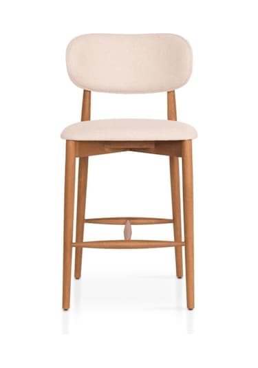 Polo Bohem Ahşap Bar Sandalyesi Krem
