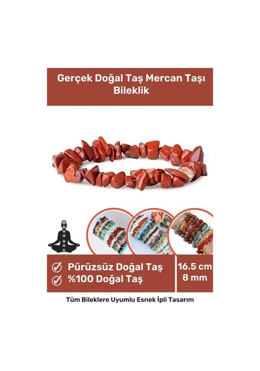 Unisex Doğal Mercan Taşı Bileklik Kırmızı Konsantrasyon Saflık Denge Nazar Çakra Bilekliği Çok Renkli