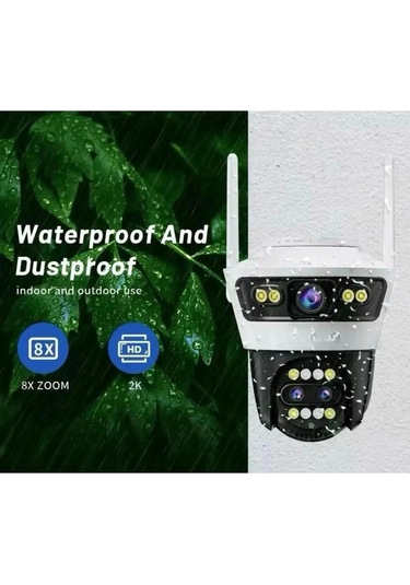 Ayarlanabilir 3 Lens 6mp 8x Zoom İç Dış Mekan Uygun Gece Görüşlü Akıllı Ip Güvenlik Kamerası