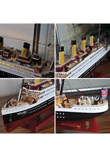 Titanik Led Işıklı Ahşap Model 80cm Titanic Gemi Koleksiyon