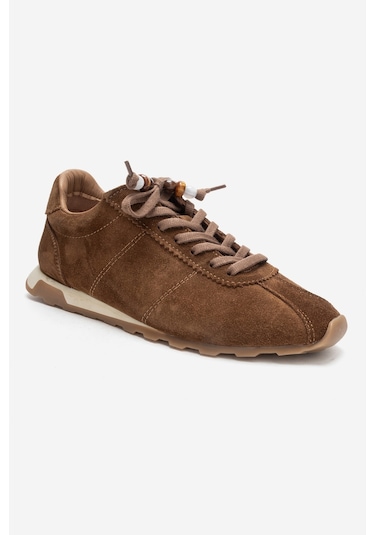 Luvishoes Brea Taba Süet Hakiki Deri Boncuklu Kadın Günlük Sneaker Taba