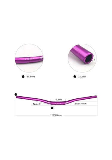 Wake Alüminyum Mor 31.8 780mm Riser Mtb Gidon Mor