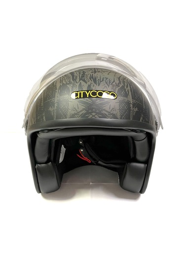 Citycoco Grafiti Desenli Çift Vizörlü Motosiklet Yarım Açık Kask