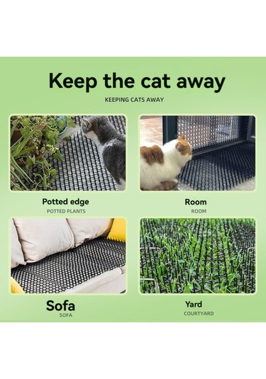 Vkemall Kedi Engelleme Matı, Plastik Tikanlı, Kedi Yatağı/kanepe Koruyucu, Kesilebilir, Esnek Konumlandırma, Siyah, 20x40 Cm