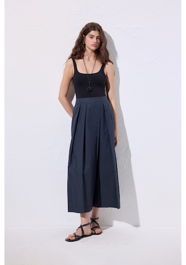 Geniş Pileli Pantolon Lacivert Lacivert