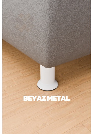 Baza Ayağı 12 Cm 3/8 Vidalı 12 Li Set Metal Beyaz Yatak Mobilya Ayağı Kalın Vida Beyaz 3/8 12 Cm