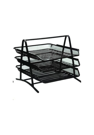 Kraf Perfore Evrak Rafı Metal 3 Katlı Siyah 450g