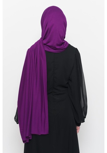 Hazır Pratik Geçmeli Lüks Düz Penye Şal Çapraz Hizalı Açık Mürdüm