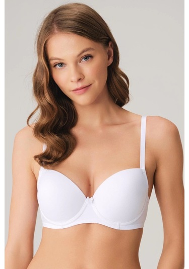 Balenli Destekli Dolgulu Askıları Çıkabilen Günlük Klasik T-shirt Sütyeni Ten