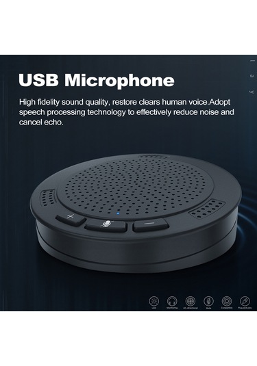 Konesam Usb Tüm Yönlü Mikrofon - Ses Alım Ve Çalma, Gürültü Ve Yansıma Engelleme, Oyun, Konferans, Canlı Yayın İçin Plug & Play Mikrofon