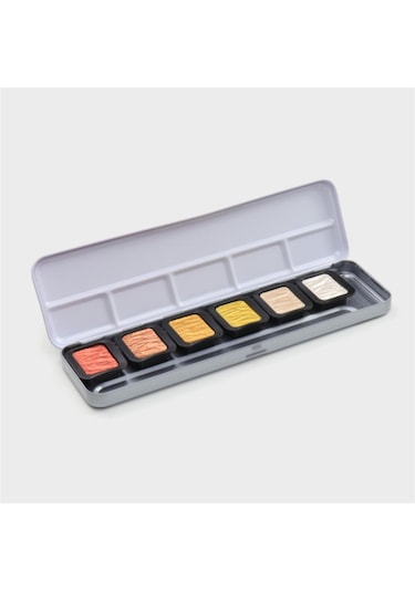 Finetec Metalik Yaldız Tablet Sulu Boya Seti 6 Renk Fo600