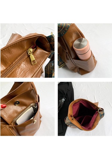 Banliyöyük Kapasiteli Bezçanta Vintage Omuz Çantası Kahverengi Kahverengi