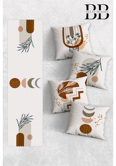 Belle Benoit Baskılı Runner & Koltuk Kırlent Kılıfı Set Desen43