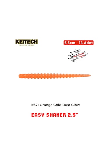 Keitech Easy Shaker 6.3cm 2.5" 371 Orange Gold Dust Glow Kokulu Silikon Kurt