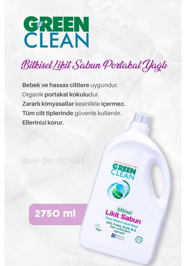 Green Clean Bitkisel Likit Sabun 2750 Ml 7 Al 6 Öde Ve Rosie Hediye