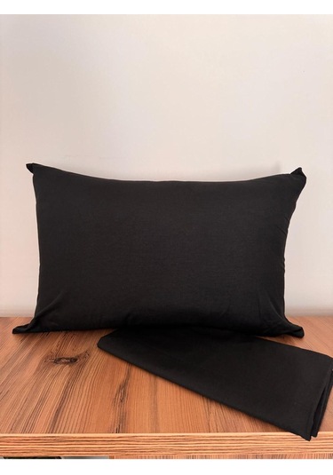 Üntaş Tek Lastiksiz Çarşaf Ve 1 Adet Yastik Kilifi Siyah