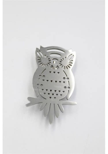 Çelik Baykuş Broş - Gümüş Gümüş Rengi