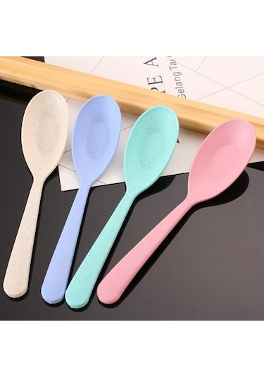 Mavi Çorba Kaşığı Çevre Dostu Uzun Saplı Plastik Mikrodalga Bulaşık Makinesinde Yıkanabilir Lapa Kaşığı Çocuk Sofra