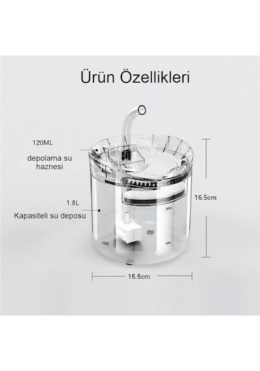 Interstech Akıllı Sessiz Kedi Sessiz Şeffaf Otomatik Pet Su Sebili