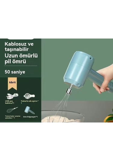 Kablosuz Üç Hızlı Şarjlı Yumurta Çırpıcı Ev Yumurta Çırpıcı-mavi Mavi