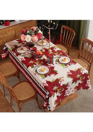 Novahub Yeni Su Örtüsü Noel Masa Kare Geçirmez Dikdörtgen Beş Vt Açık Kırmızı