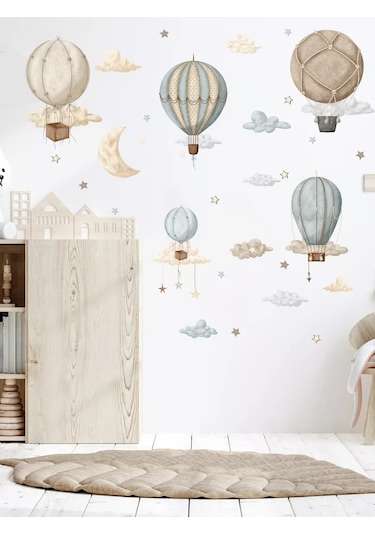 Baby Kingdom Room Duvar İçleri İçin Desenli Dekoratif Sticker'lar: Bulutlu Toplar 218267600 Bej