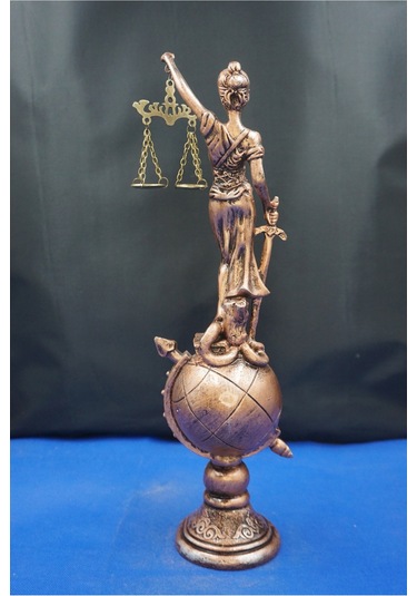 Themis Adalet Terazisi Heykeli 35 Cm Dekoratif Ev & Ofis Biblosu Bakır