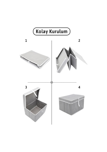 Kapaklı Mega Plus 6'lı Hurç 70x40x30 - Gri Gri