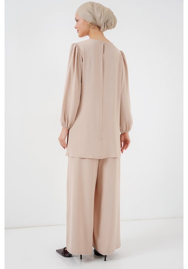 Ayrobin Tunik Pantolon Alt Üst Takım 6712 - Krem Krem