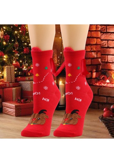 Homyl 1 Çift El Ele Çorap Hediye Rahat Orta Tüp Sevimli Turuncu