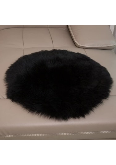 Tongxida Yumuşak Yuvarlak Gri Halı - 60 Cm Saçaklı Paspas - Oturma Odası/yatak Odası Dekorasyonu