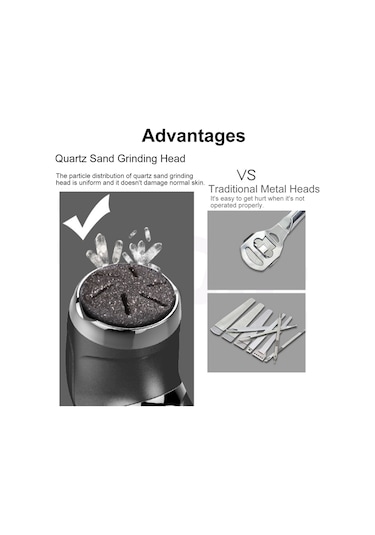 Moveevo Elektrikli Ayak Nasır Temizleme Seti Taşınabilir Ayak Törpüsü Pedikür Aletleri 3 Taşlama Başlığı 2 Hızlı Su Geçirmez