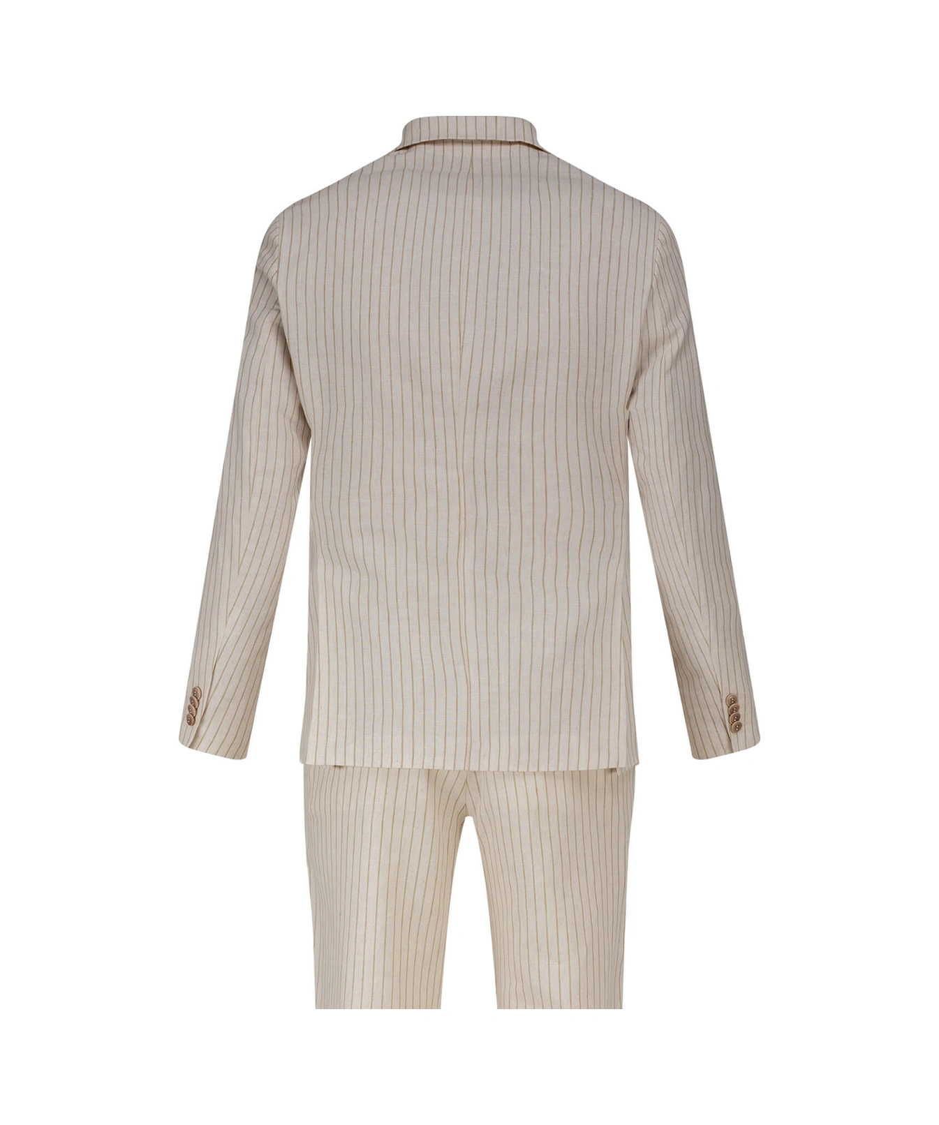 Keten Regular Fit Çizgili Kruvaze Keten Takım Keten Ç.