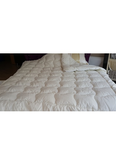 Doğal Boncuk Yün Yorgan Tek Kişilik - Çift Kişilik Yün Yorgan Beyaz