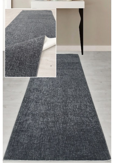 Lüle Halı Düz Renk Kaymaz Taban Yolluk Halı Bnynantrasit1