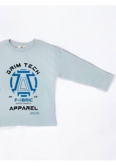 Çikoby Erkek Çocuk Grim Tech Yazılı İnce Uzun Kollu Pamuklu Tshirt-14867 Gri
