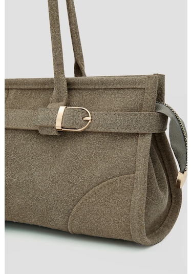 Enyola Vintage Süet Çanta Vizon Vizon