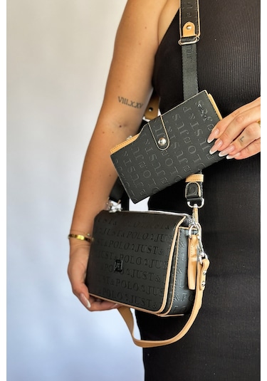 Jps-orta Boy Spor Model Çok Bölmeli 2 Asklı Kadın Çapraz Omuz Çantası 4036 - Siyah Taba Kombin Siyah - Taba