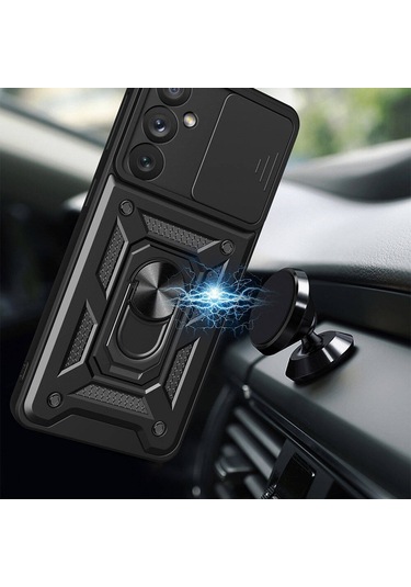 Samsung Galaxy Uyumlu A54 Kılıf Manyetik Standlı Kamera Korumalı Yüzüklü Zırh Tank Kılıf Koruyucu Kapak