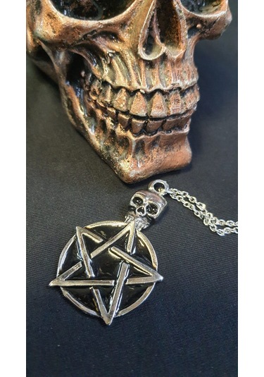Dükkan Design Siyah Skull Pentagram Kolye Çok Renkli