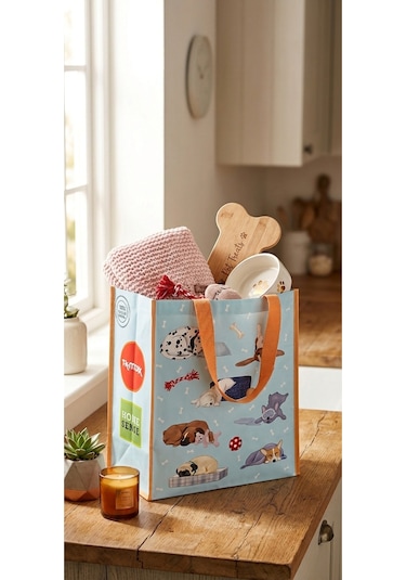 Tkmaxx Köpek Desenli Alışveriş Çantası Mavi