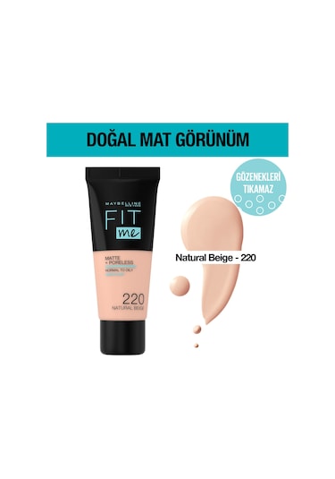 Maybelline New York Fit Me Matte+Poreless Fondöten 220 Natural
