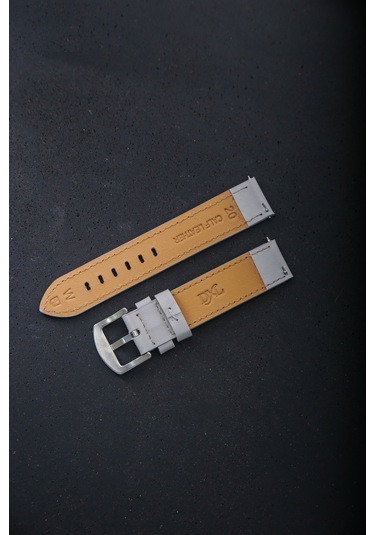 Hakiki Deri 20mm Akıllı Pimli Saat Kordonu Gri