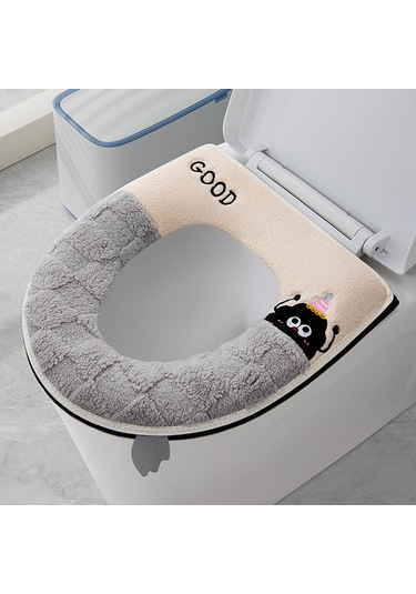 Ev Tipi Tuvalet Dört Mevsim Üniversal Klozet Kapağı Su Geçirmez Kapak Klozet Halkası Çizgi Film Cinderblock Modelleri - Gri Gri