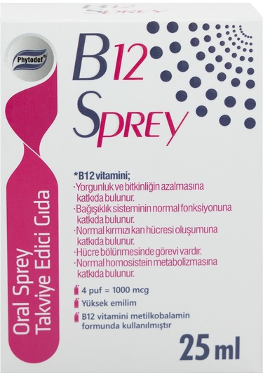 Vitamin B12 Sprey Çilek Aromalı 25 ML
